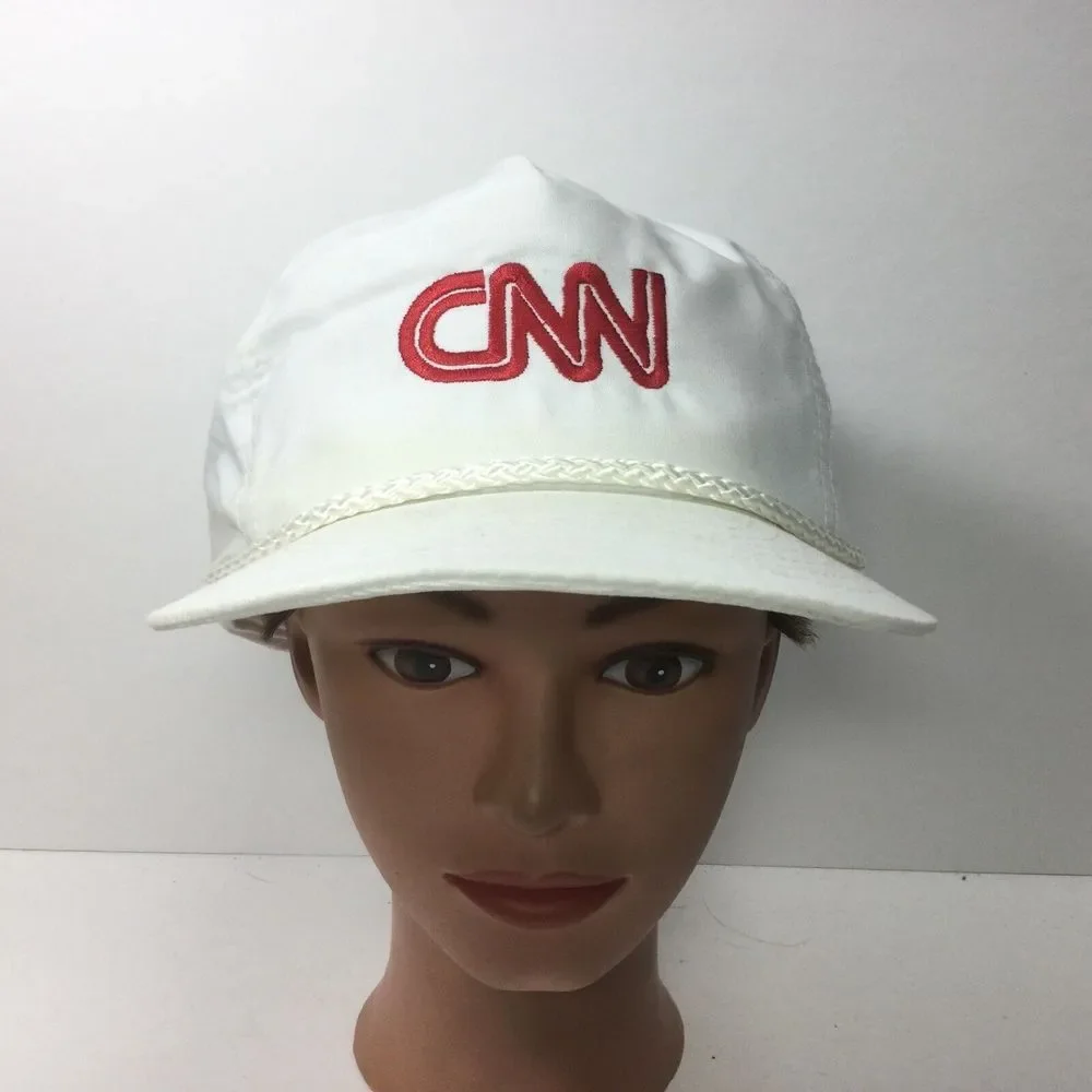 Vintage CNN Sports Hat News Network Embroidered SnapBack‎ White Trucker Cap